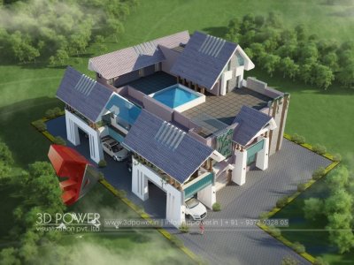 3d rendering contemporary bungalow design